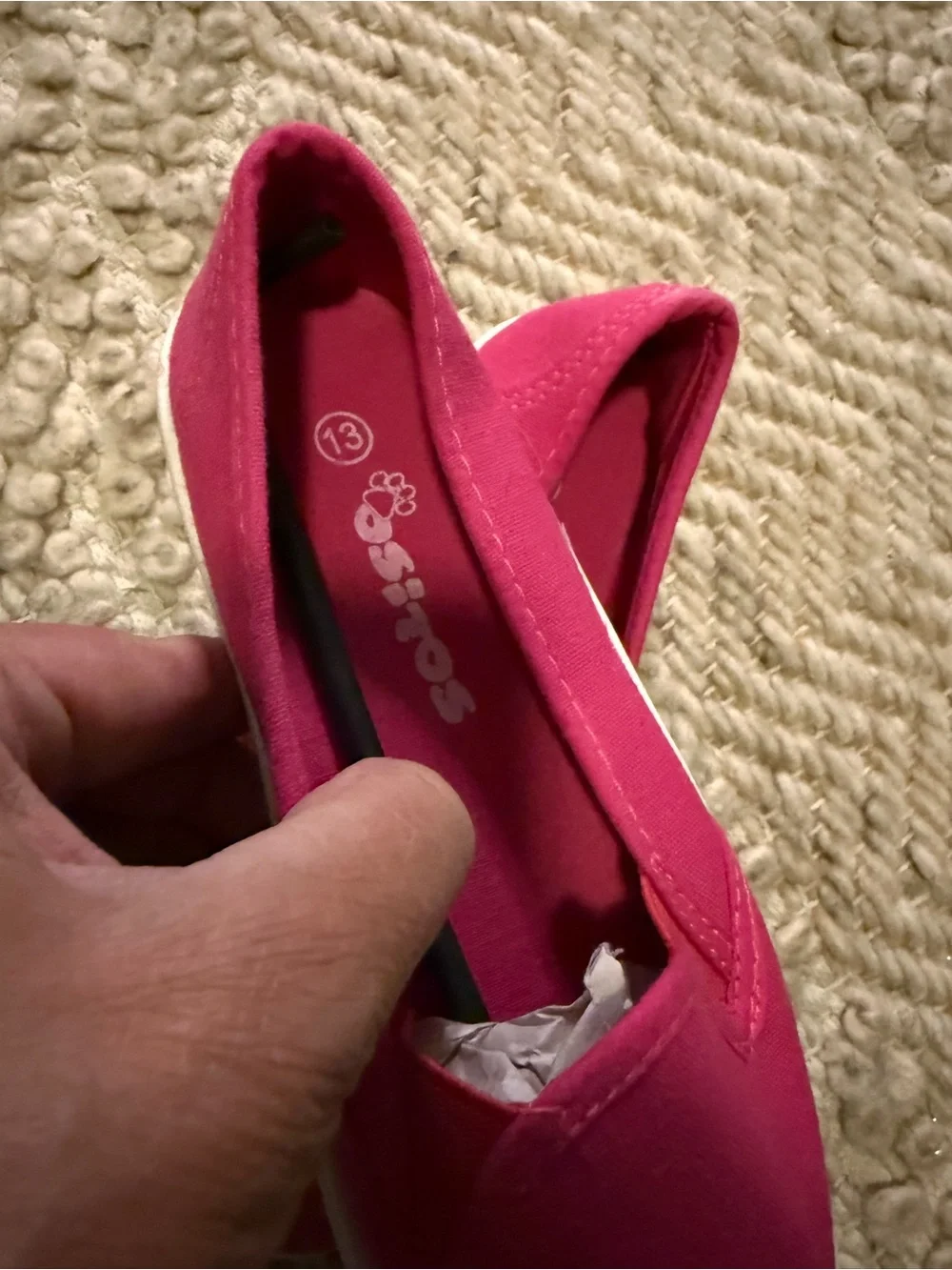Kids Canvas Slip-On Sneakers pink fuchsia 12.5 13 little girls new unbranded
